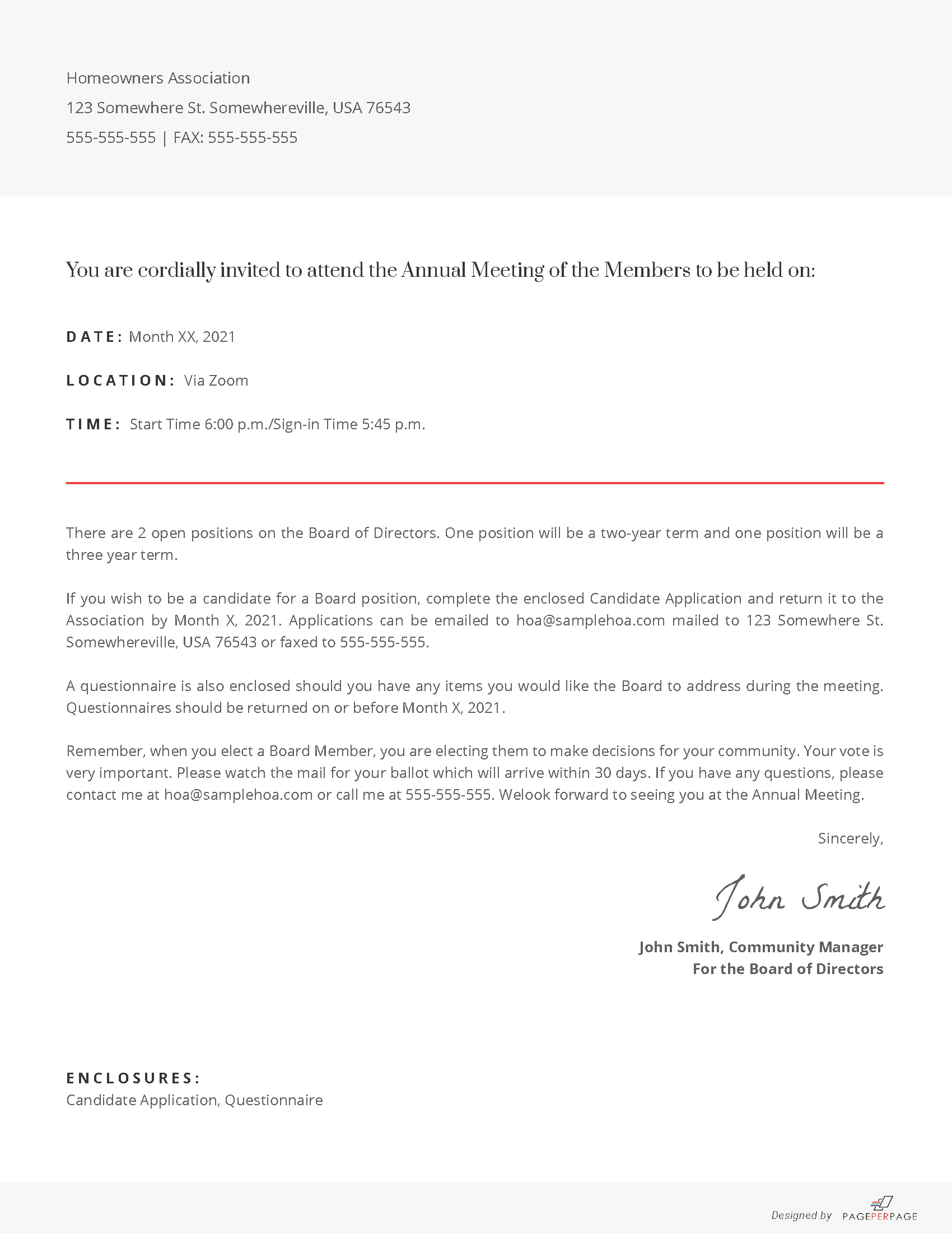 Hoa Meeting Notice Template